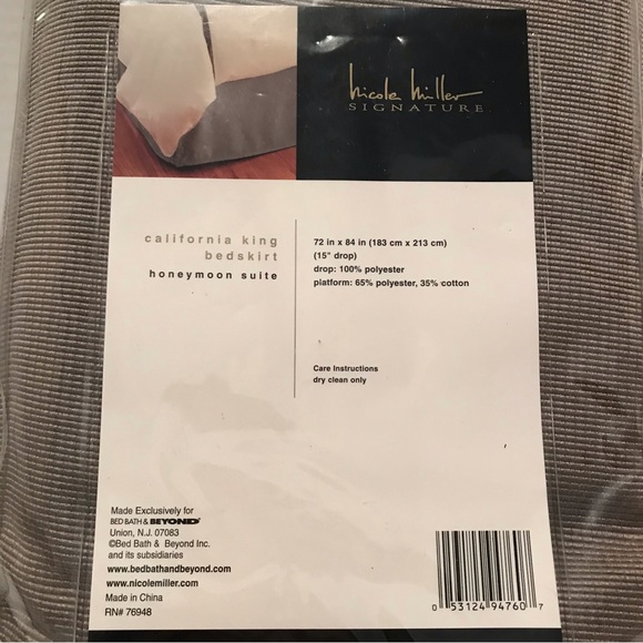 Nicole Miller KING BED SKIRT pewter NEW - Picture 7 of 12